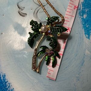 Betsey Johnson Green and Gold Palm Tree Necklace